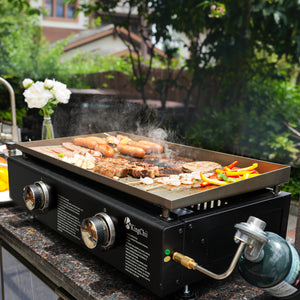 KingChii 2-Burner Outdoor Gas Griddle for Steak Burgers Vegetables and Breakfast