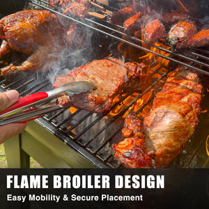 KingChii Pellet Grill with Flame Broiler for Direct Heat Searing and Wood Fired BBQ