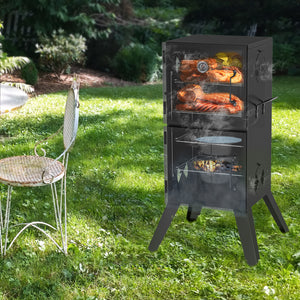 KingChii Vertical BBQ Charcoal Smoker for Outdoor Grilling and Slow Smoking