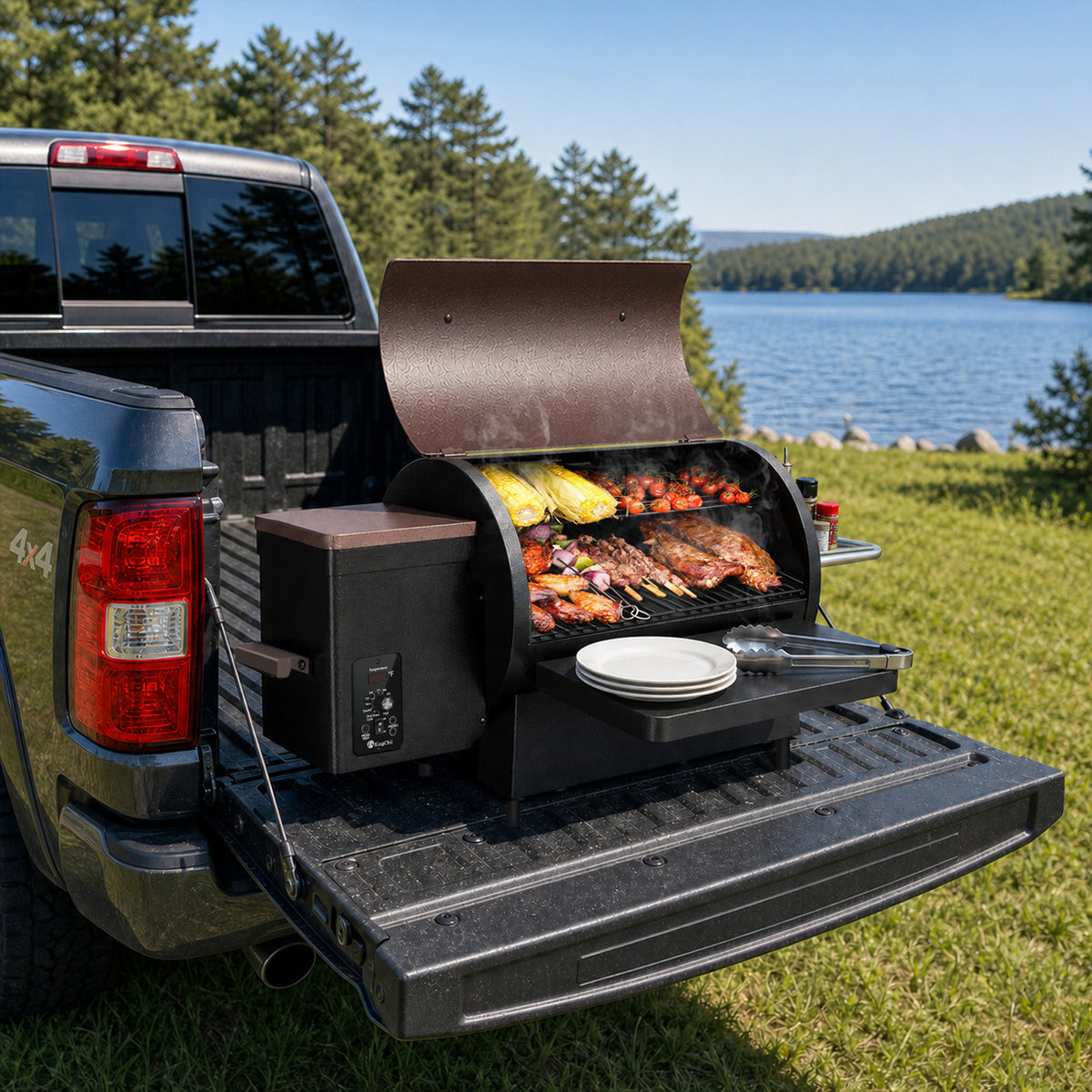 KingChii Portable Pellet Grill and Smoker for RV Camping and Tailgating
