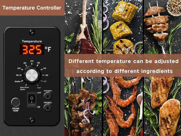 KingChii Portable Electric Wood Pellet Grill & Smoker with Foldable Legs, 456 SQ.IN Grill Capacity, 18LB Hopper, with PID Temperature Control (180-425°F) for Backyard Camping Bake and Roast