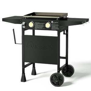 KingChii 18.5 Inch 2-Burner Propane Griddle with Stand and Side Shelves
