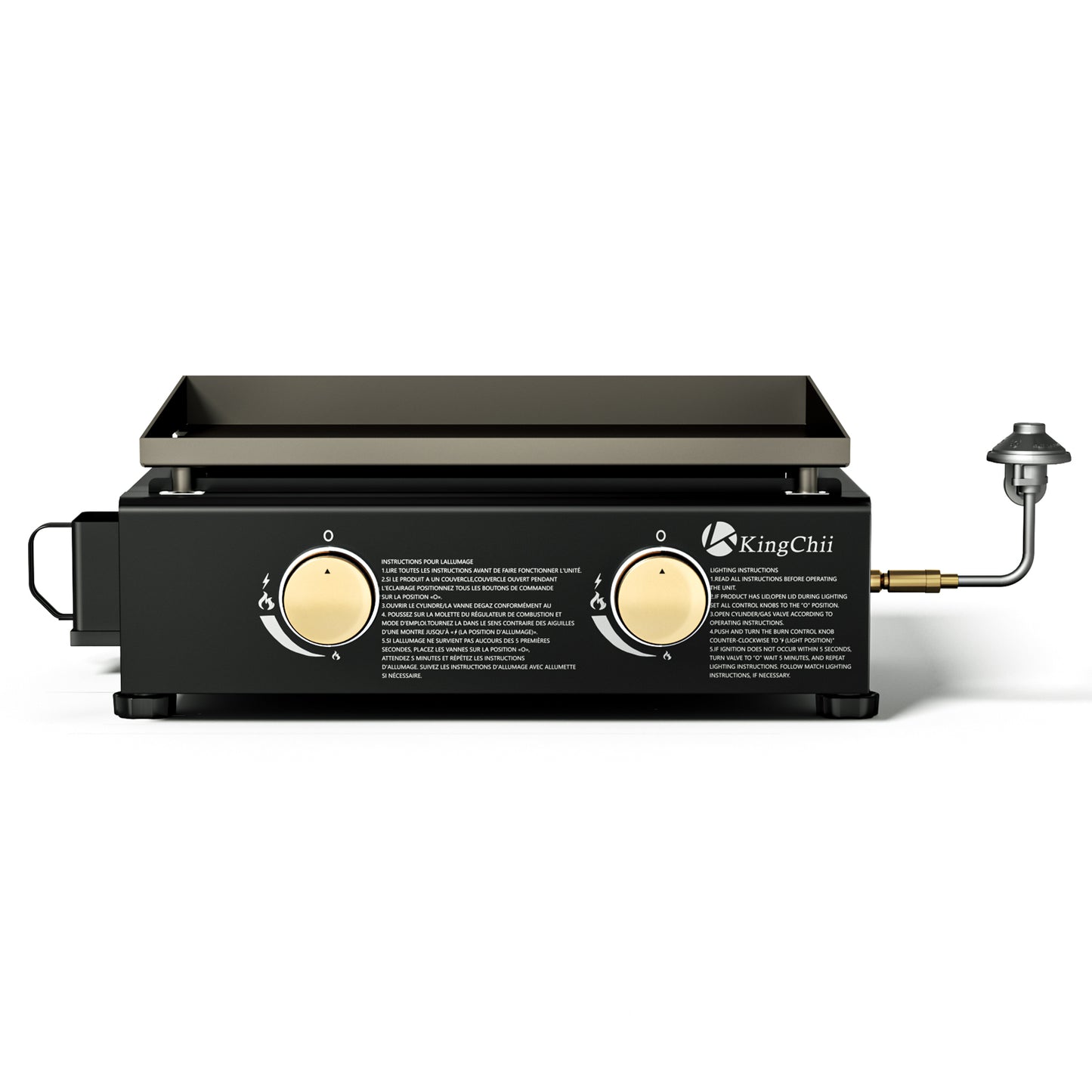 KingChii 18.5" 2-Burner Propane Griddle | Portable Tabletop Gas Grill