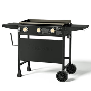 KingChii 27 Inch 3-Burner Propane Griddle with Stand and Side Shelves