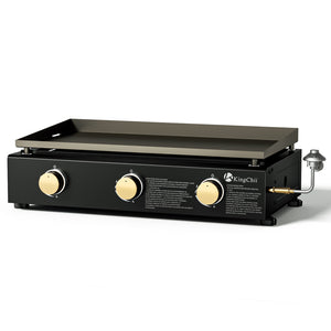 KingChii 27 Inch Portable 3-Burner Propane Griddle Tabletop Gas Grill