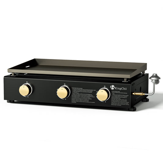 KingChii 27" Portable 3-Burner Propane Griddle | Tabletop Gas Grill