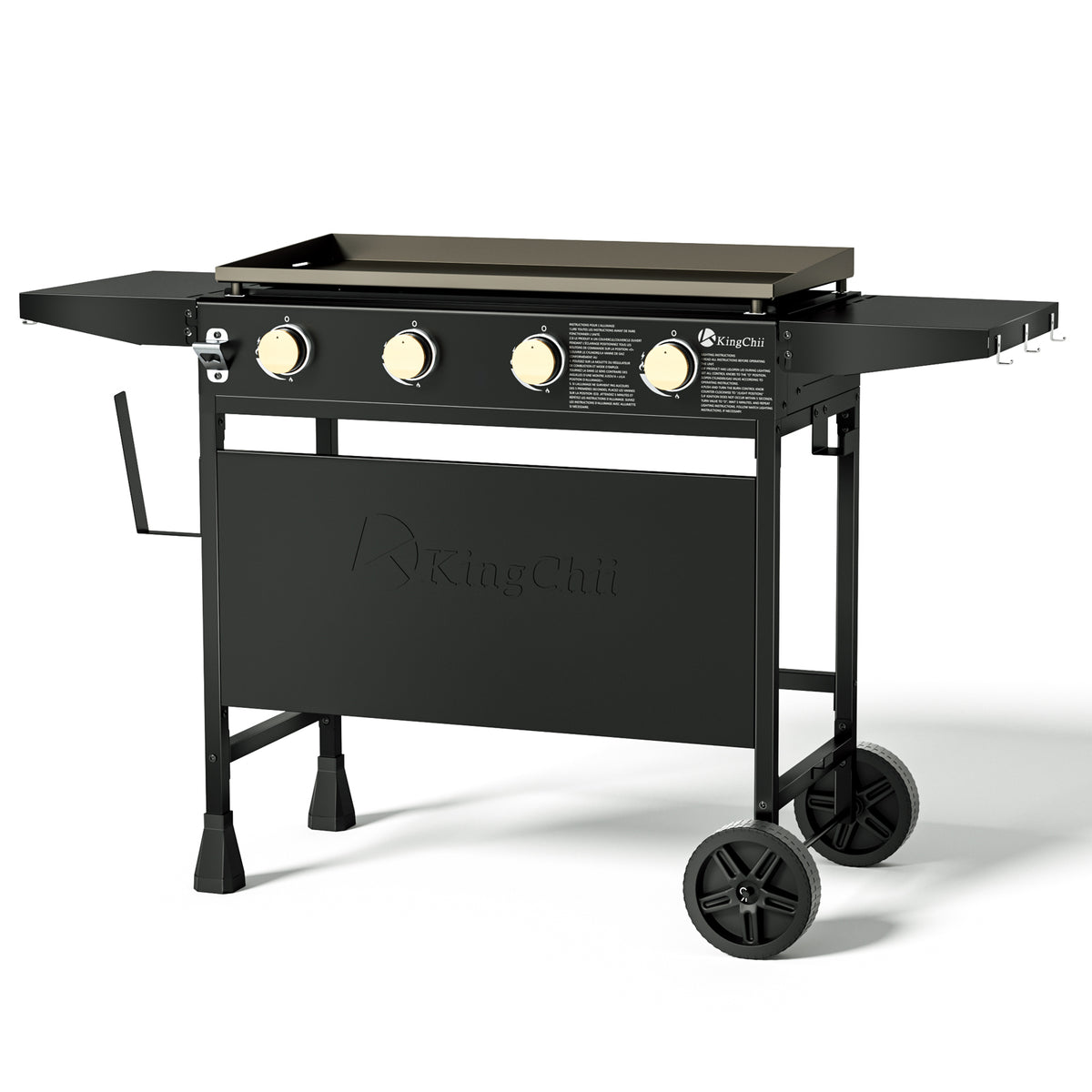 KingChii 30.6 Inch 4-Burner Propane Griddle with Stand and Side Shelves