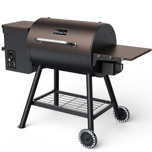 KingChii 456 Sq In Wood Pellet Grill and Smoker with Side Shelf