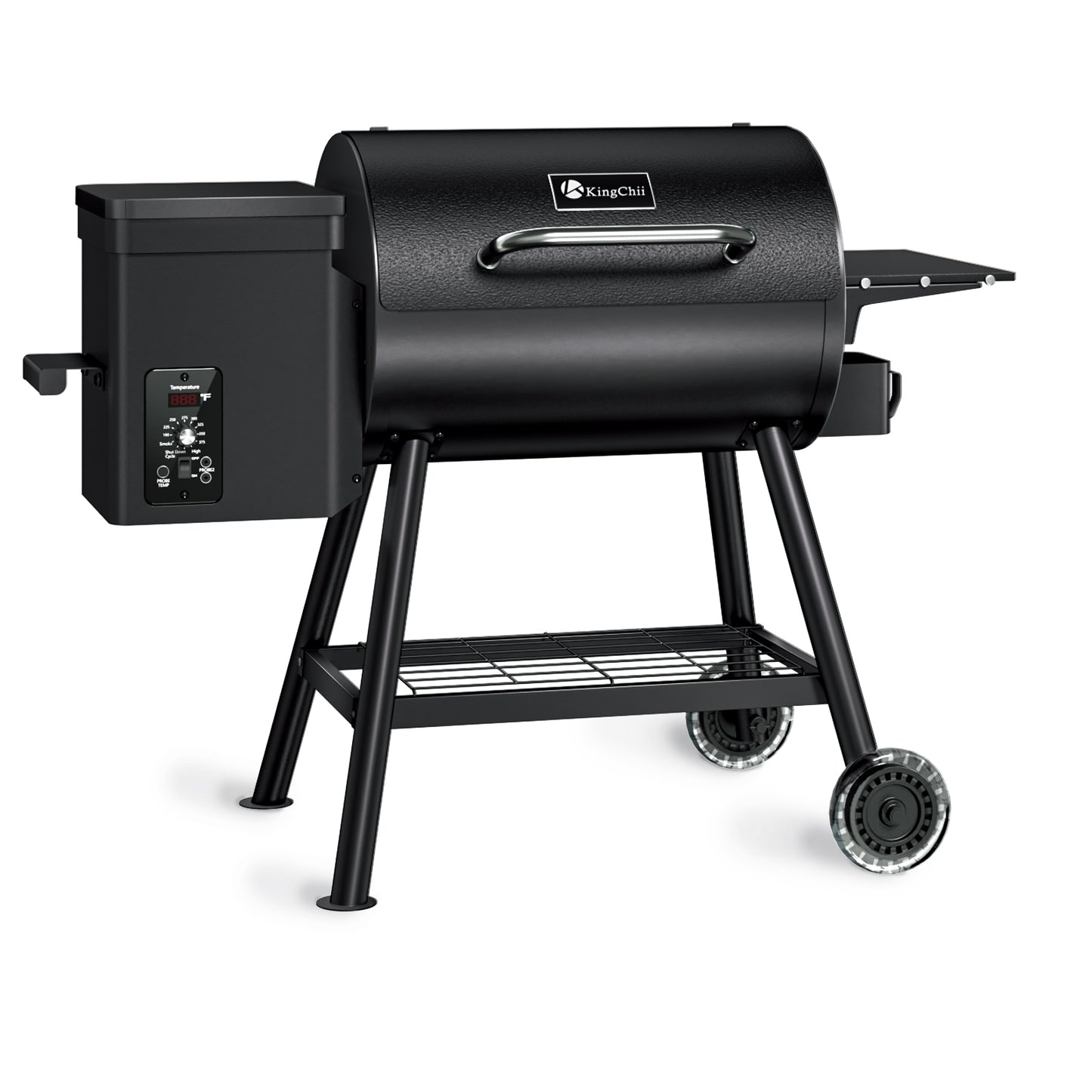 KingChii 456 Sq In Black Pellet Grill & Smoker with Side Shelf