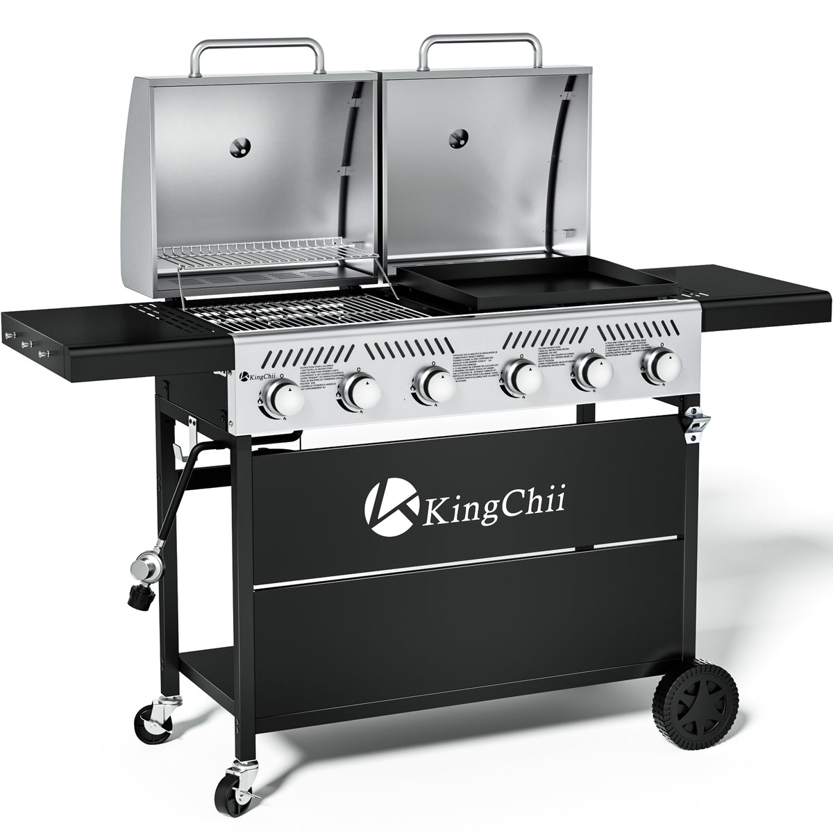 KingChii 2-in-1 Propane Gas Grill and Griddle Combo with 45,000 BTU for Outdoor BBQ
