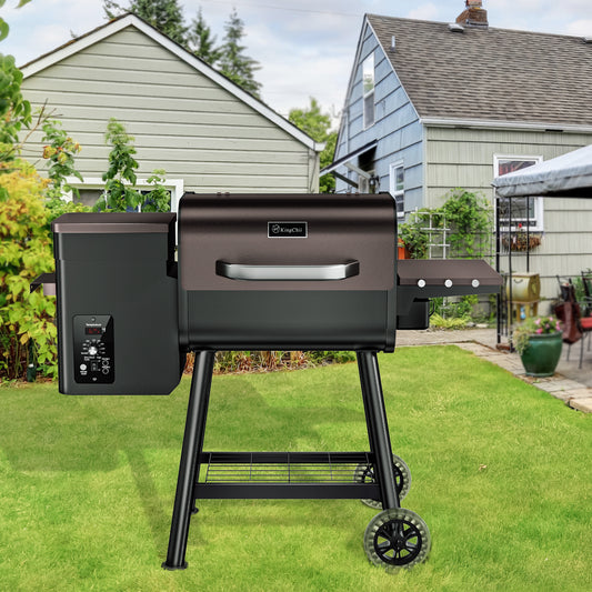 KingChii 456 Sq In Brown Pellet Grill & Smoker with Side Shelf