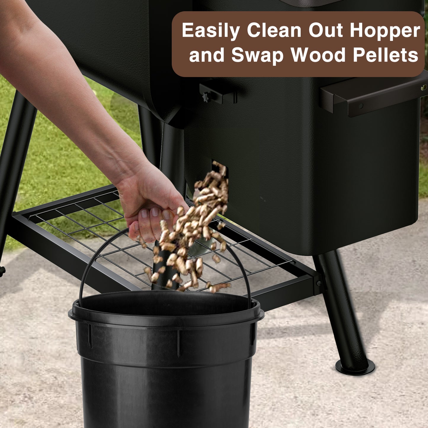 KingChii 456 Sq In Brown Pellet Grill & Smoker with Side Shelf