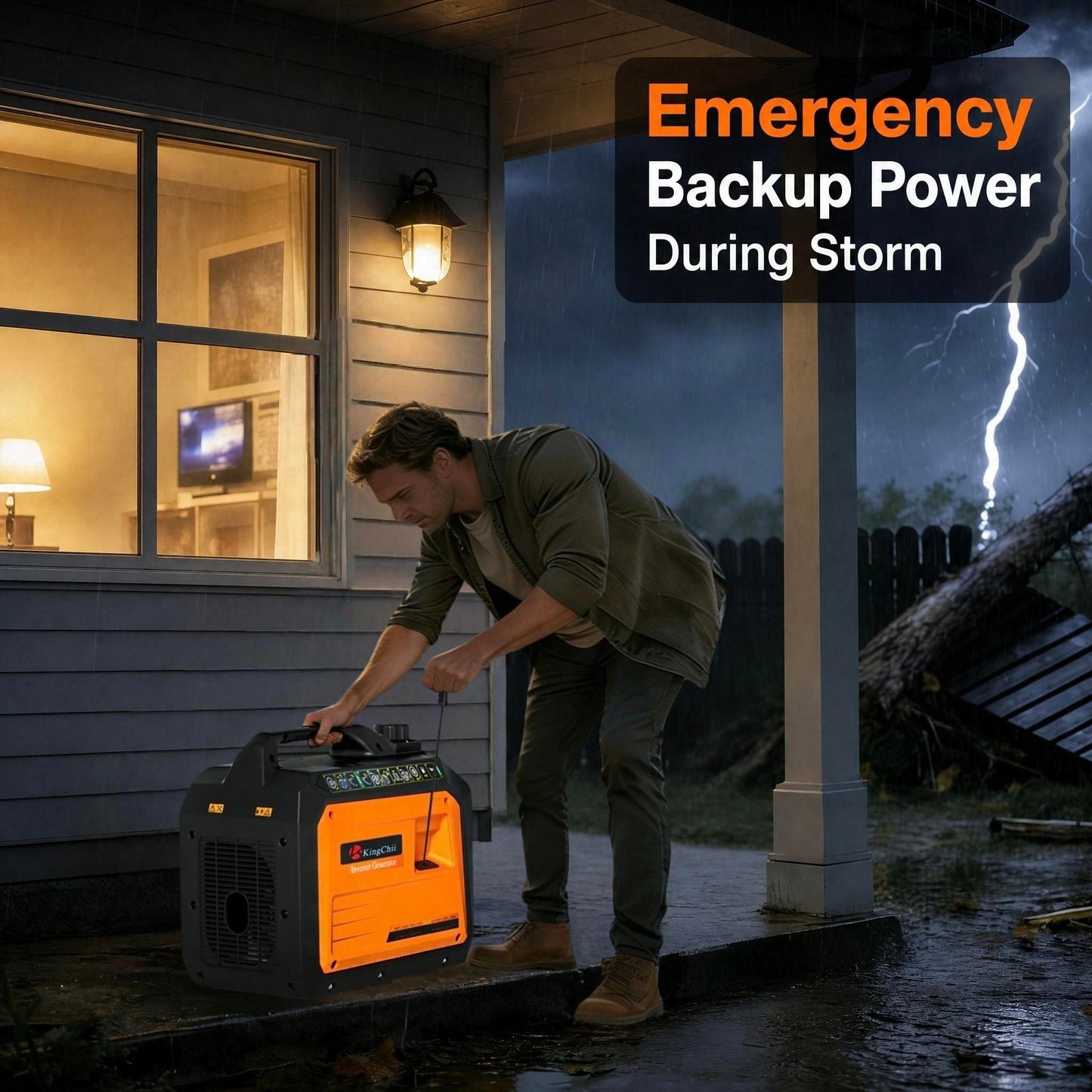 KingChii 2500W Portable Inverter Generator, Quiet Gas Powered Generator for Home Use, RV, Camping & Tailgating, ECO Mode, Parallel Ready, EPA Compliant