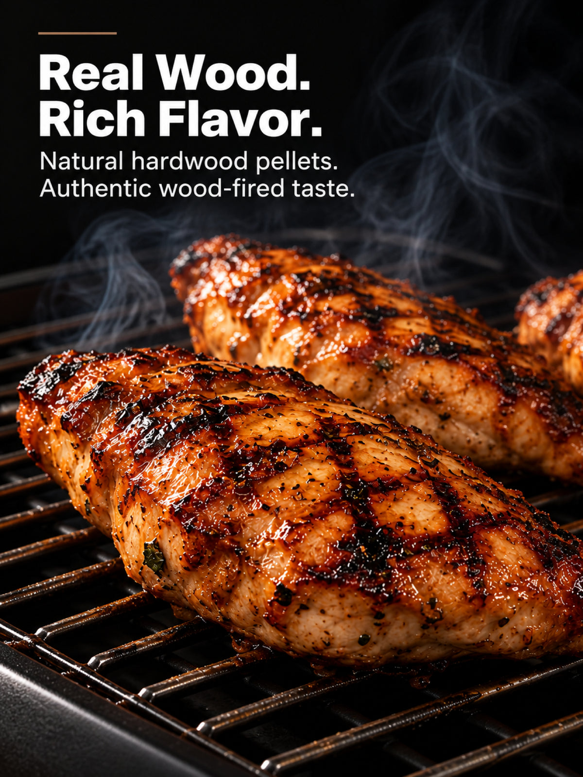Ironcrest 456 pellet smoker cooking with real wood-fired flavor